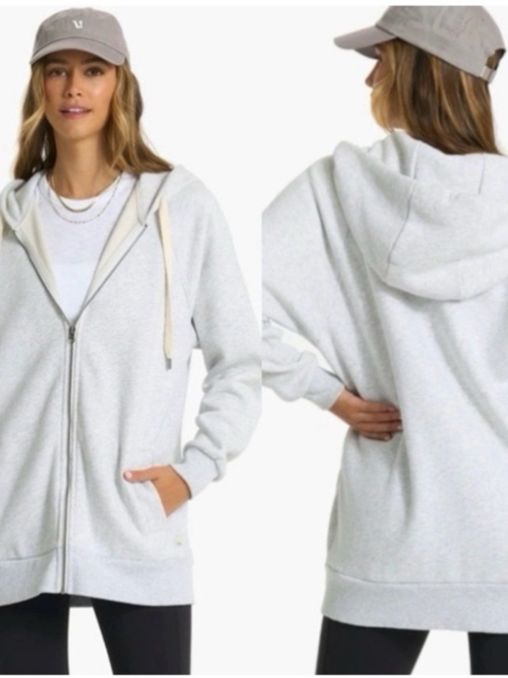 Vuori Restore Oversized Light Gray Long Full-Zip Hoodie